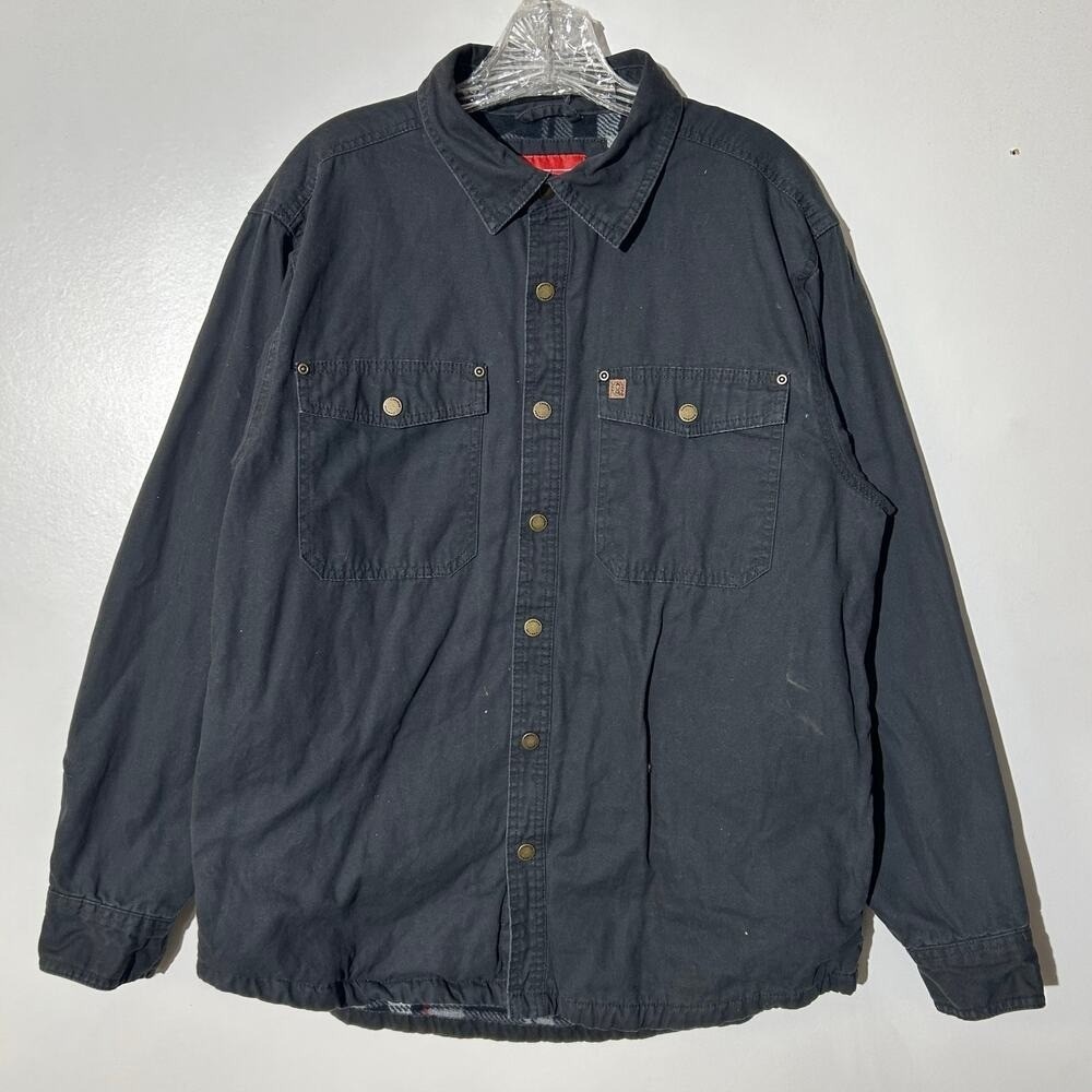 Coleman Fleece Lined Black Canvas Shirt Outerwear Jacket Men's Size‎ Large